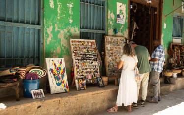 Tourists shopping for souvenirs