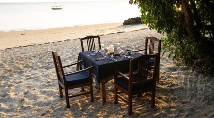 Dinner table set on Fumba Beach