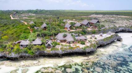 Lodge built on coral rocks