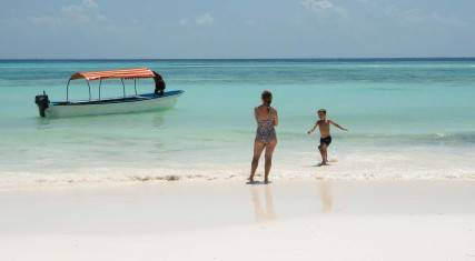Mother and child on the beach