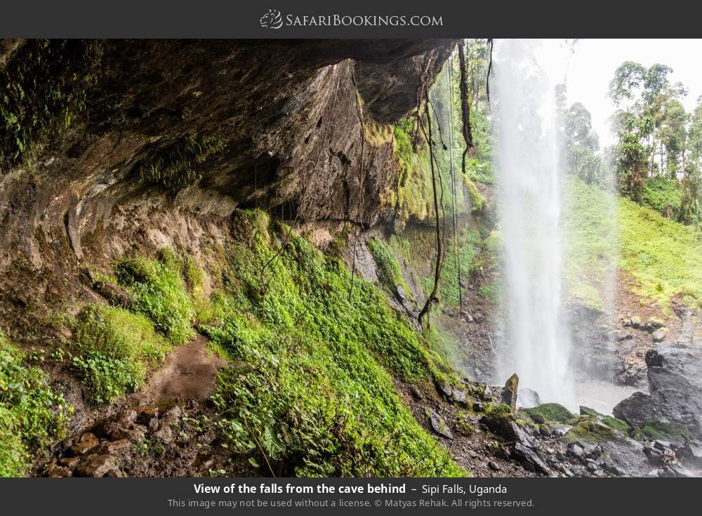 View of Sipi Falls from the cave behind in Sipi Falls, Uganda