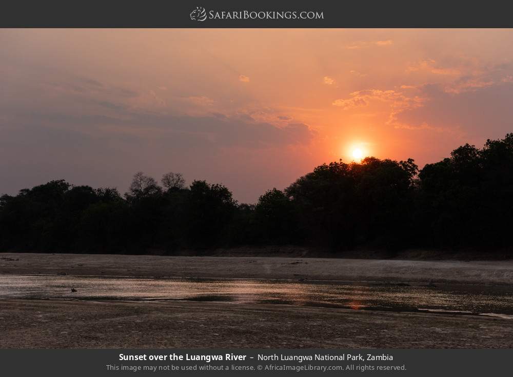 Sunset over the Luangwa River in North Luangwa National Park, Zambia