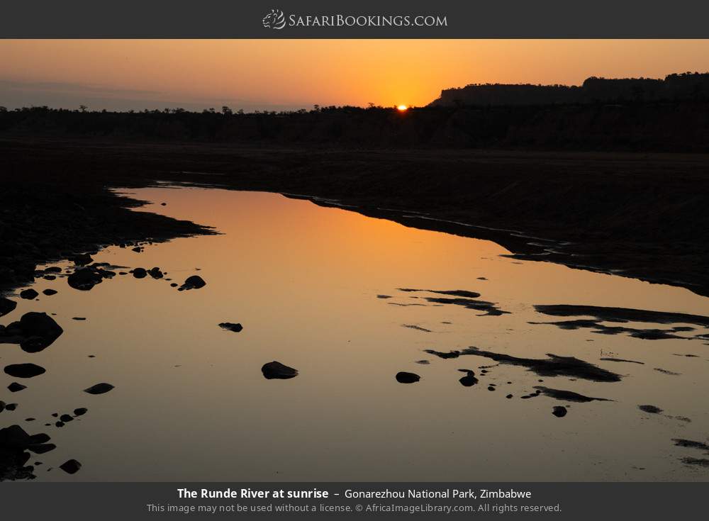 The Runde River at sunrise in Gonarezhou National Park, Zimbabwe