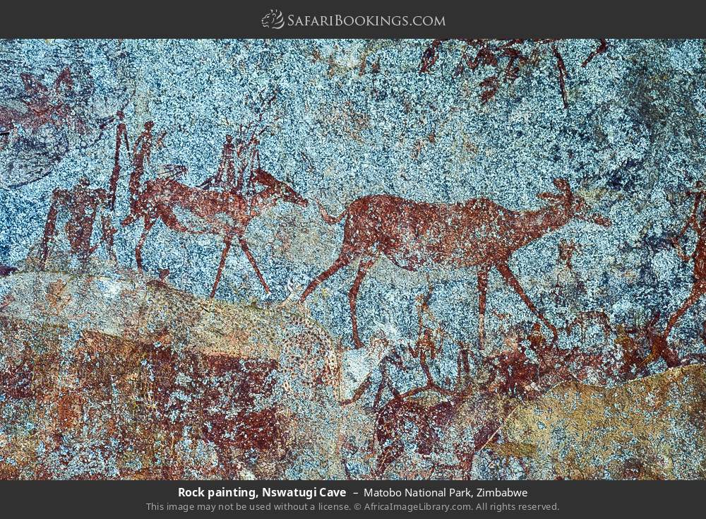 Rock painting, Nswatugi Cave in Matobo National Park, Zimbabwe