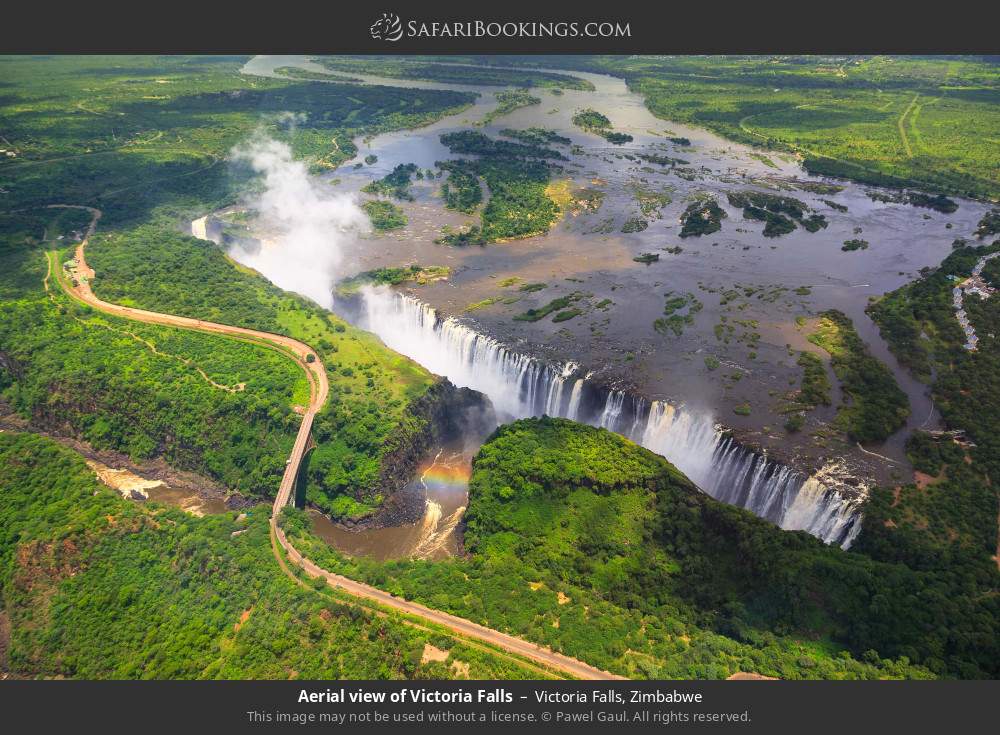 Aerial view of Victoria Falls in Victoria Falls, Zimbabwe