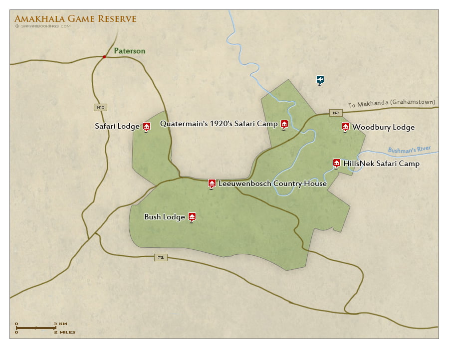 Detailed Map of Amakhala Game Reserve