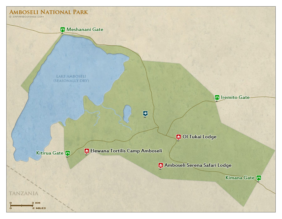 Detailed Map of Amboseli National Park