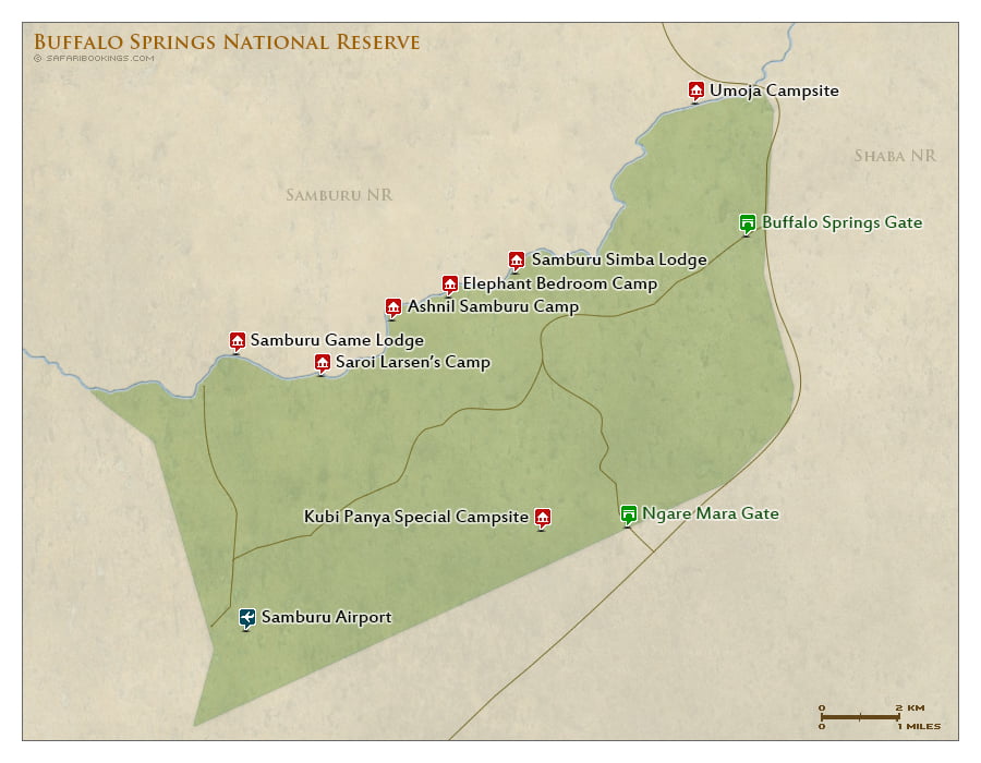 Detailed Map of Buffalo Springs National Reserve