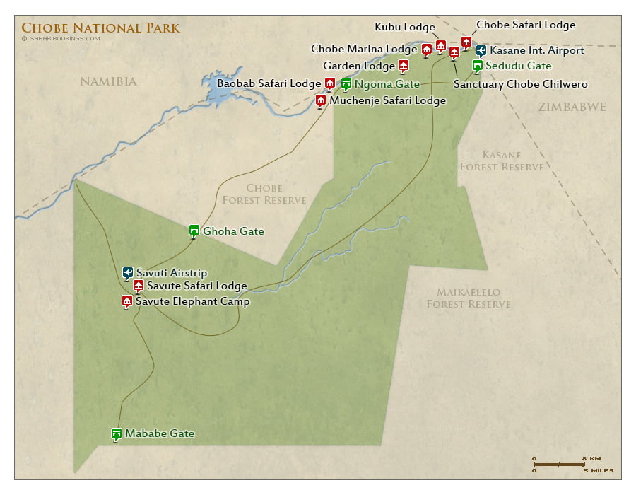Detailed Map of Chobe National Park