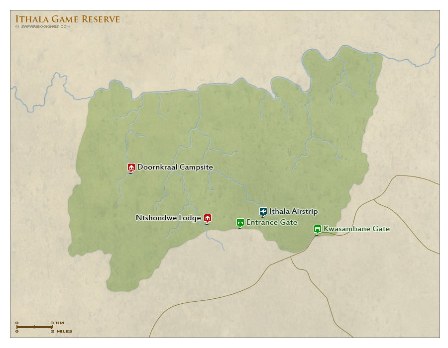 Detailed Map of Ithala Game Reserve