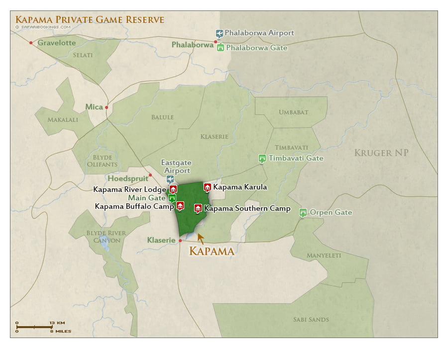 Detailed Map of Kapama Private Game Reserve
