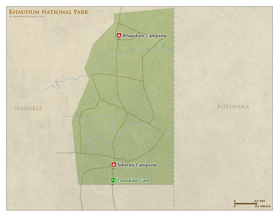 Detailed Map of Khaudum National Park