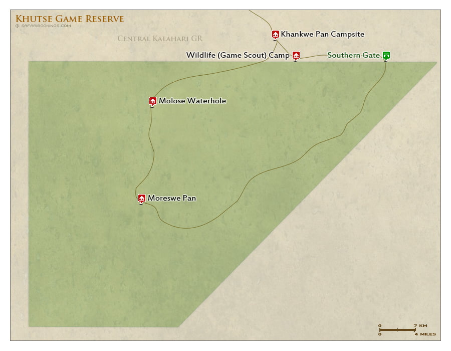 Detailed Map of Khutse Game Reserve