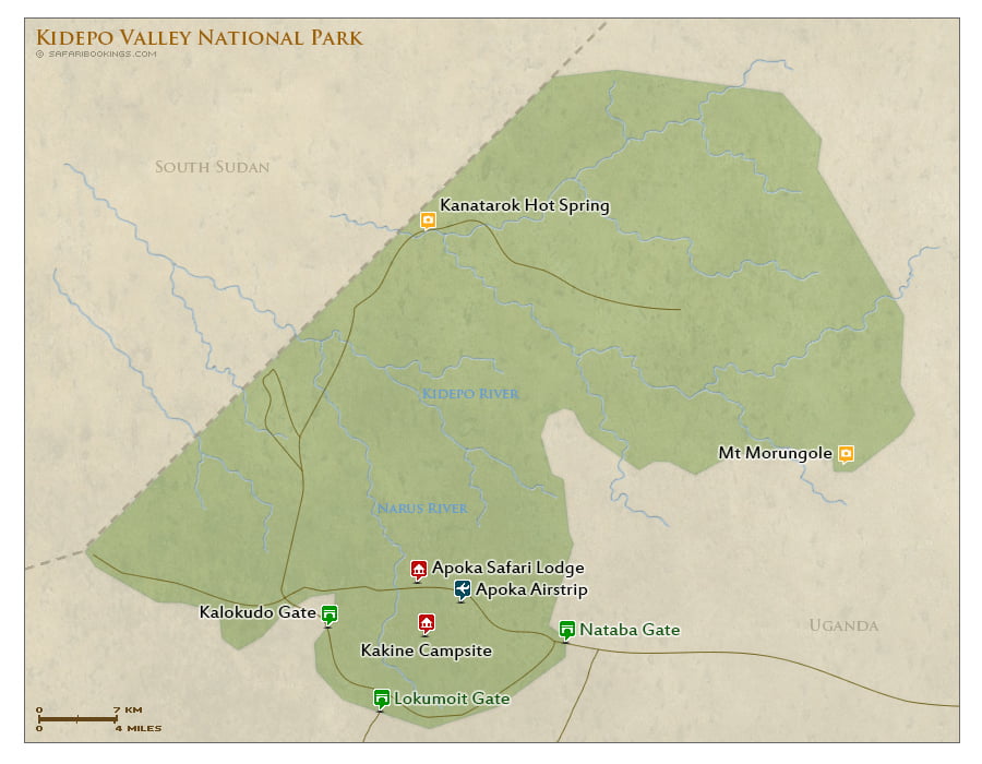 Detailed Map of Kidepo Valley National Park