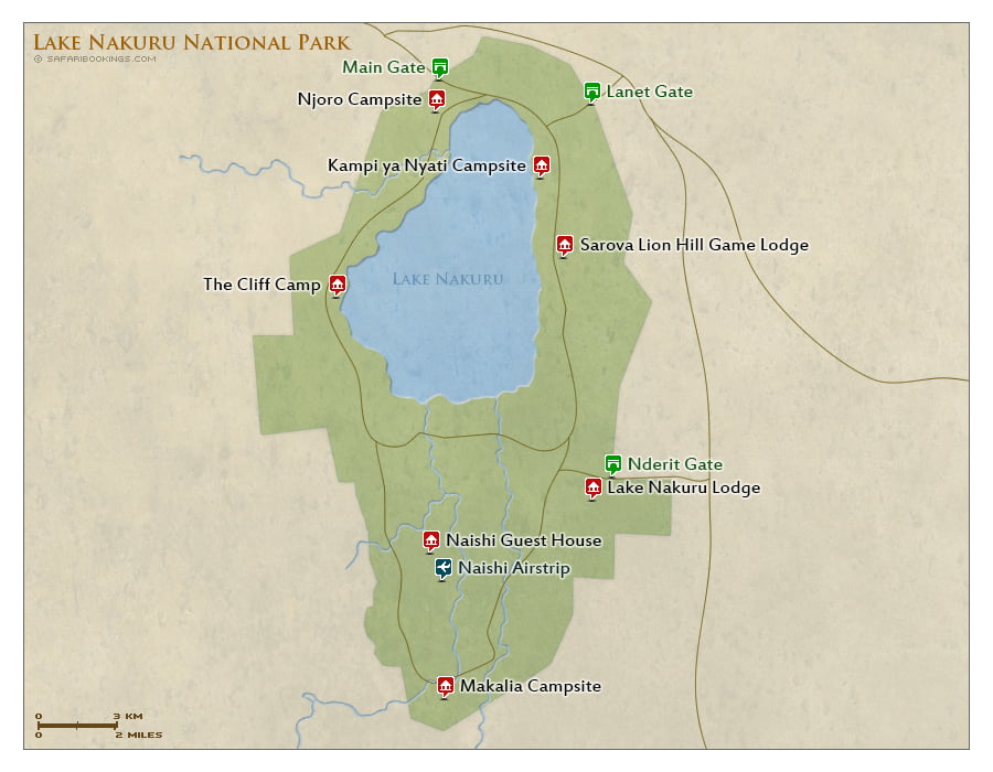 Detailed Map of Lake Nakuru National Park