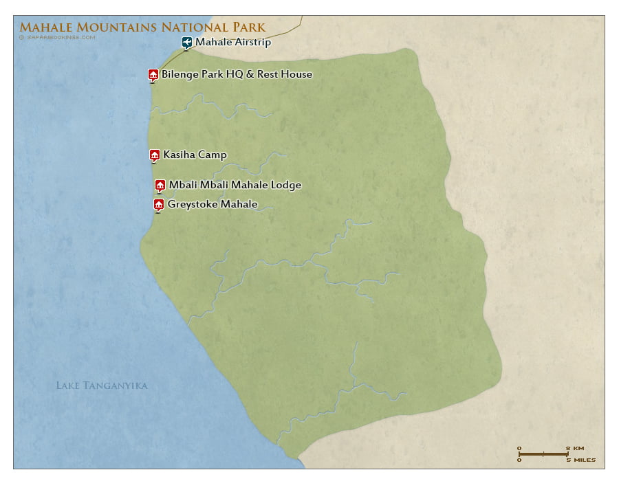 Detailed Map of Mahale Mountains National Park