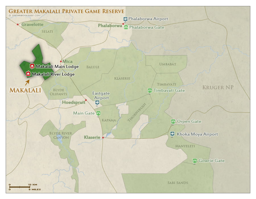 Detailed Map of Greater Makalali Private Game Reserve