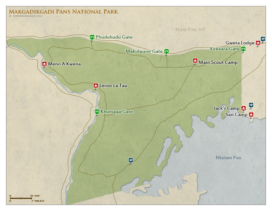 Detailed Map of Makgadikgadi Pans National Park
