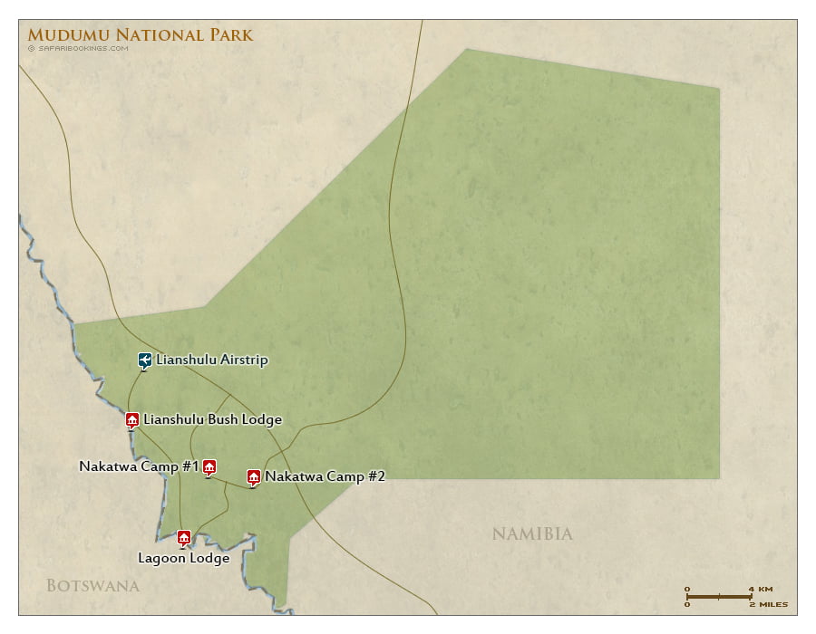Detailed Map of Mudumu National Park