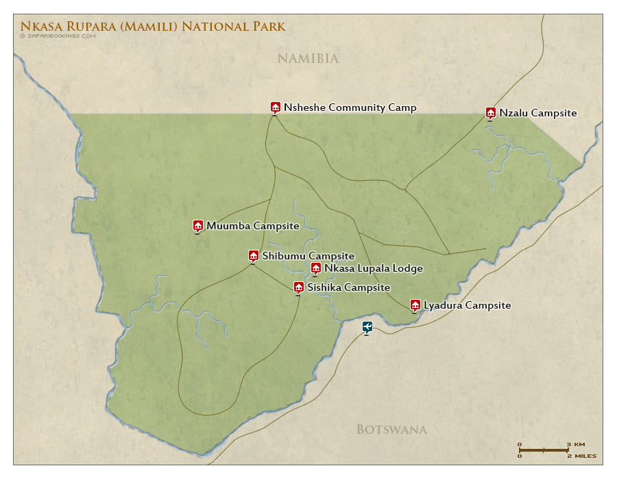 Detailed Map of Nkasa Rupara National Park