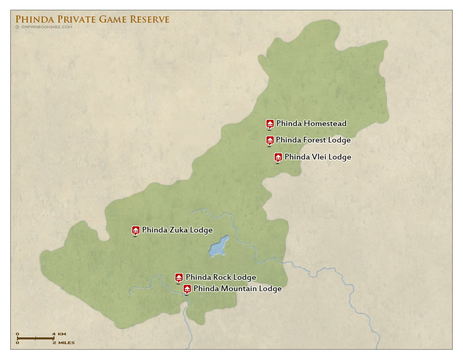 Detailed Map of Phinda Private Game Reserve