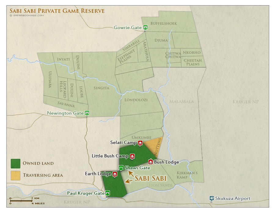Detailed Map of Sabi Sabi Private Game Reserve
