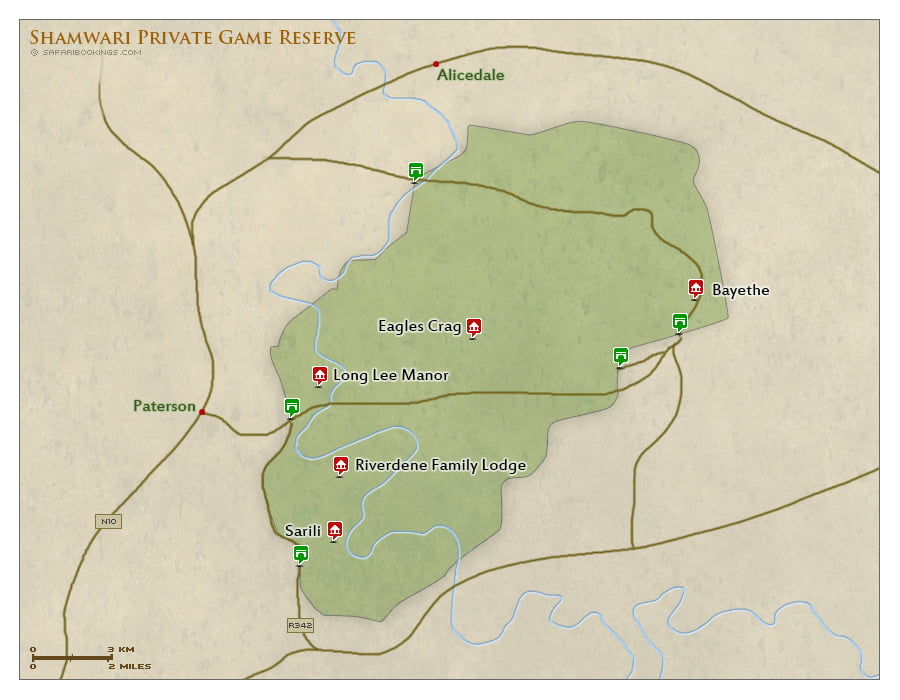 Detailed Map of Shamwari Private Game Reserve