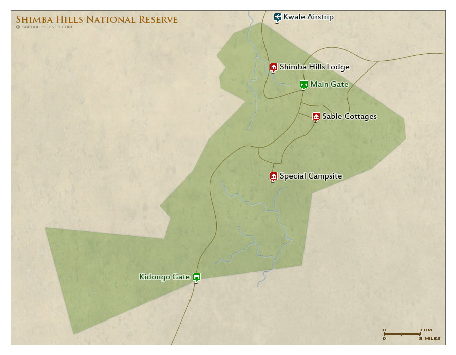 Detailed Map of Shimba Hills National Reserve