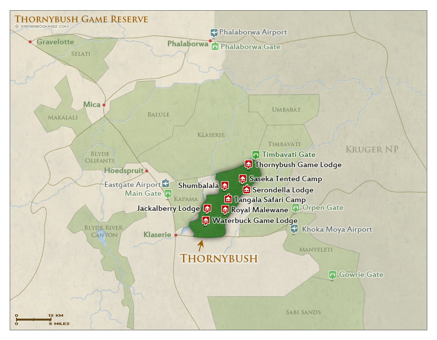 Detailed Map of Thornybush Game Reserve