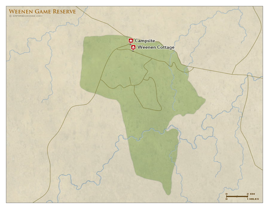 Detailed Map of Weenen Game Reserve