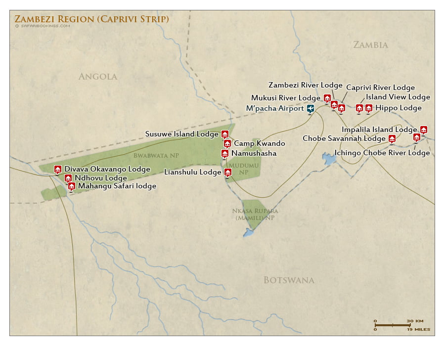 Detailed Map of Zambezi Region